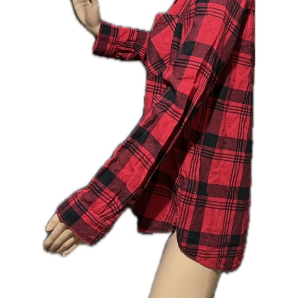 Express Red Plaid Flannel Shirt - Picture 3 of 7